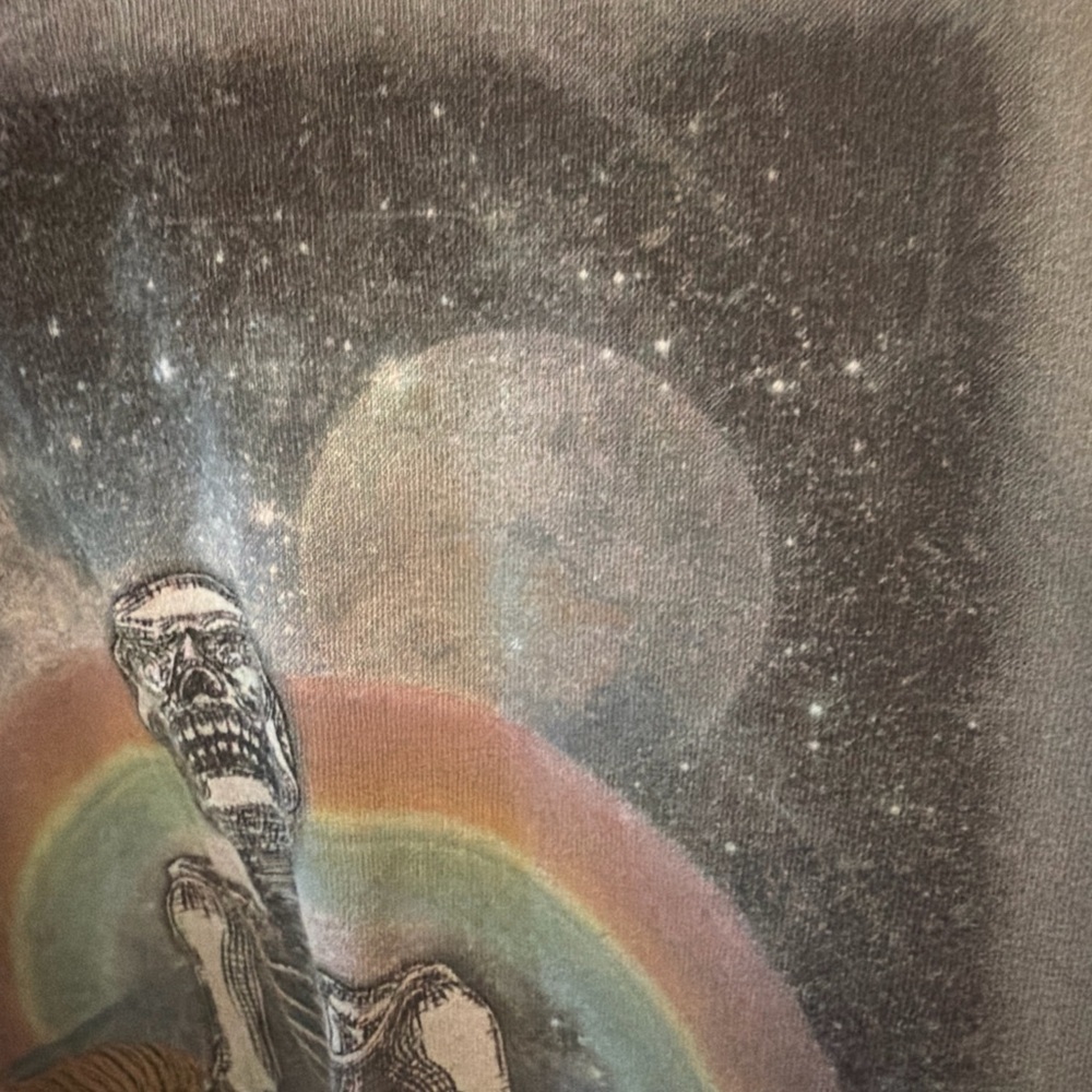 RSQ M  Skeleton Graphic Tee Yoga Meditation Rainbow Cosmic Long Sleeve Gray - Picture 8 of 15